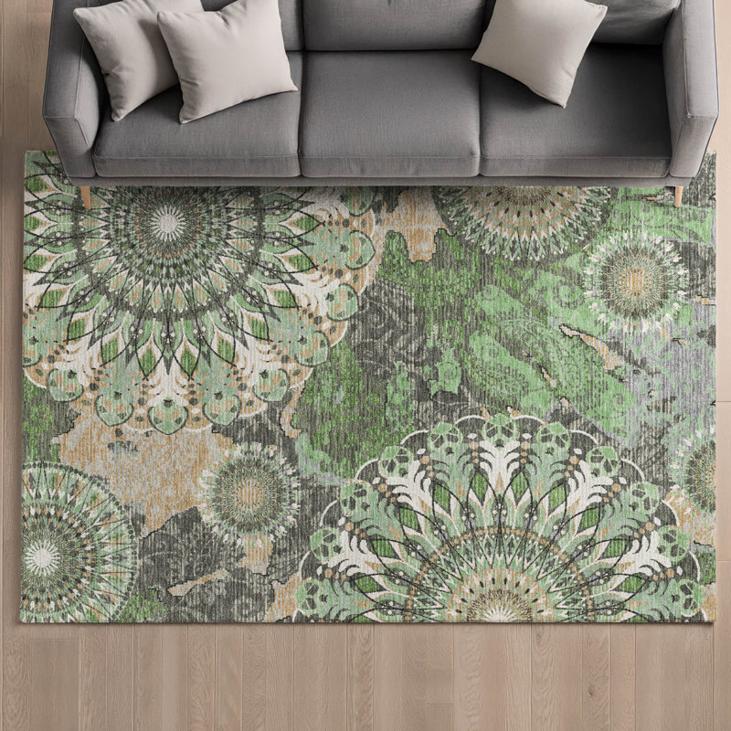 Tapis cachemire de qualité supérieure Mayfield AMF2335, Vert, 8 pi x 10 pi
