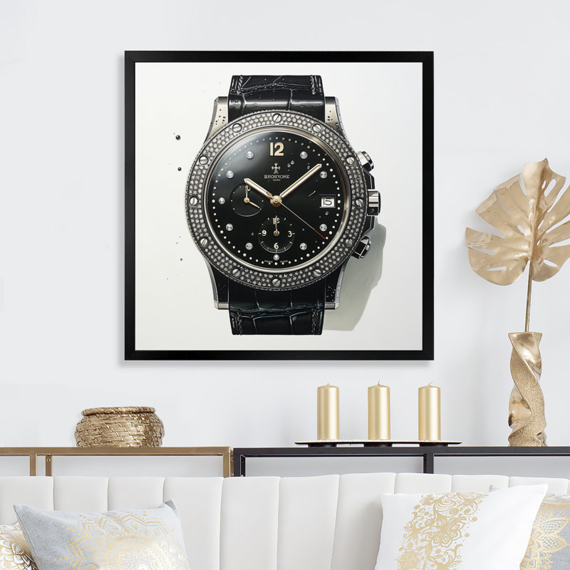 " Minimalism Watch ", 30" H x 30" W x 1" D, Black Single Picture Framed