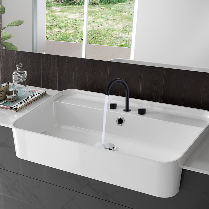 9-3/5" Widespread Dual-Handle Control Bathroom Sink Faucet in Matte Black, Lead-Free Solid Brass, Matte Black