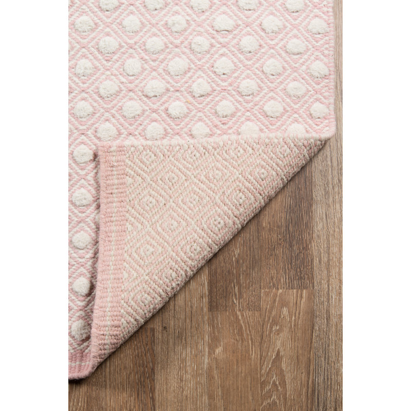 Langdon Wool Polka Dots Area Rug in Pink, Rectangle 5' x 8'