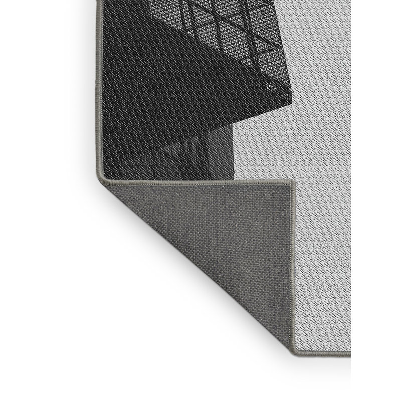 Laine tissée à la machine abstraite et polyester gris/noir Tapis décoratif, Tapis de couloir 2 pi x 5 pi