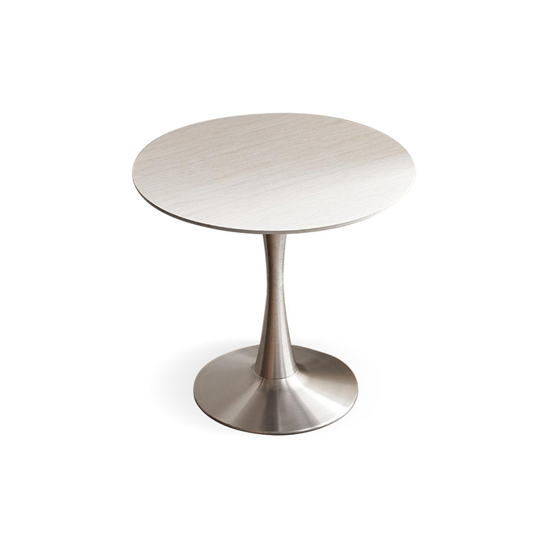 Table de salle à manger grise ronde en pierre frittée