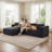 Boneless Sofa, 105" Corduroy Sectional with Deep Seat, 3-Seater Boneless Couch, No Assembly Required-1149410230