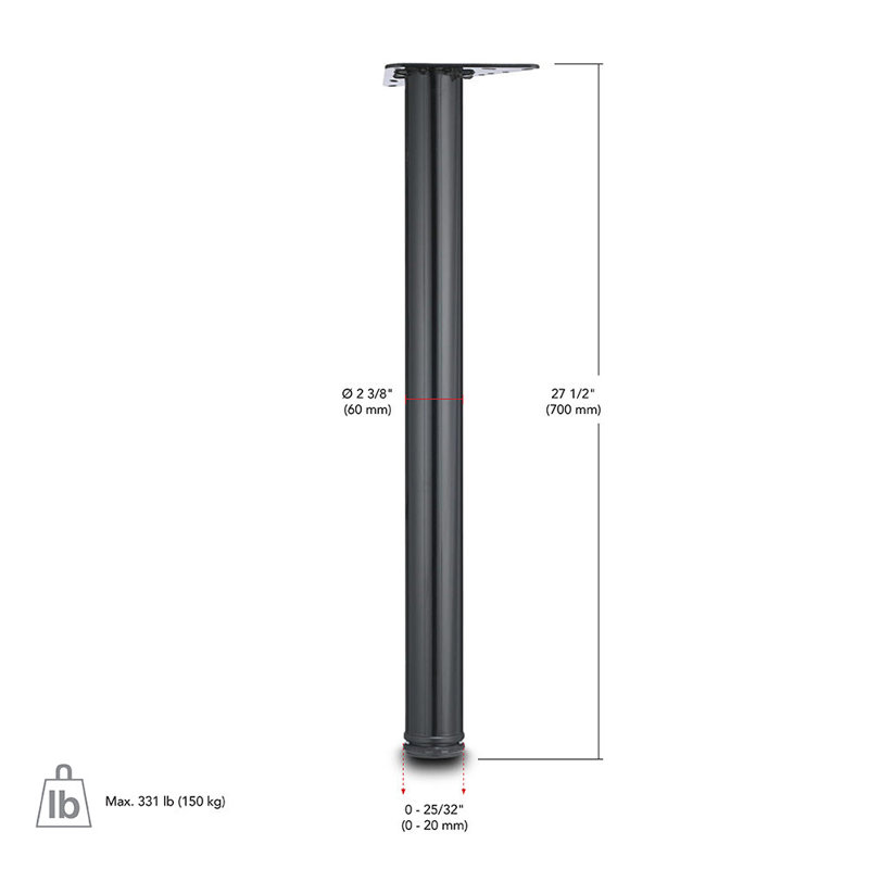 Adjustable Table Leg, White