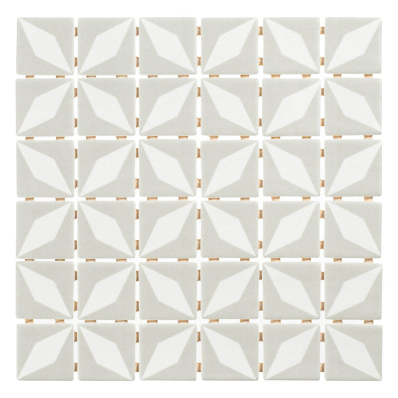 Moline 2-in. x 2-in. Floral Patterned Matte/Glossy Glass Floor & Wall Mosaic Tile, Emu