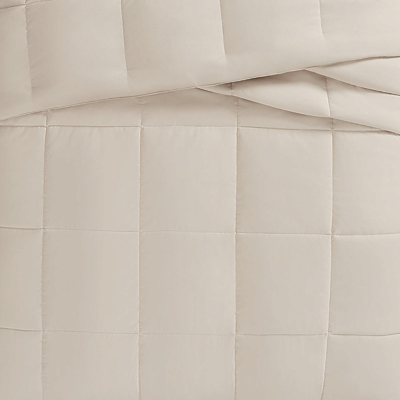 Ensemble d'édredon recyclé durable vraiment solide, Édredon pour lit simple TG + 1 taie décorative, Beige