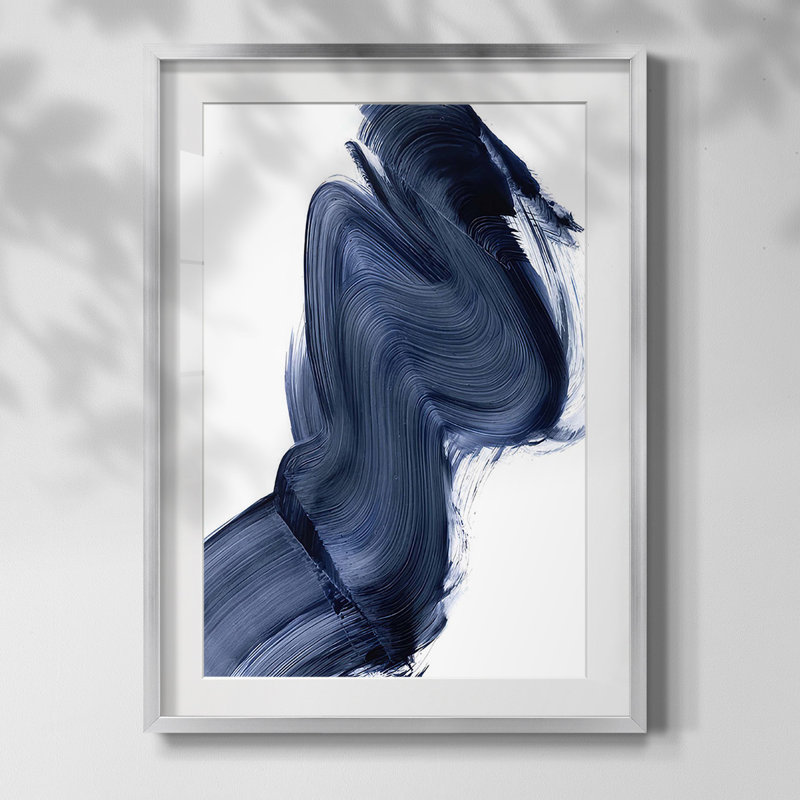 Drifting Sea II Framed Print, White, Silver Framed Paper