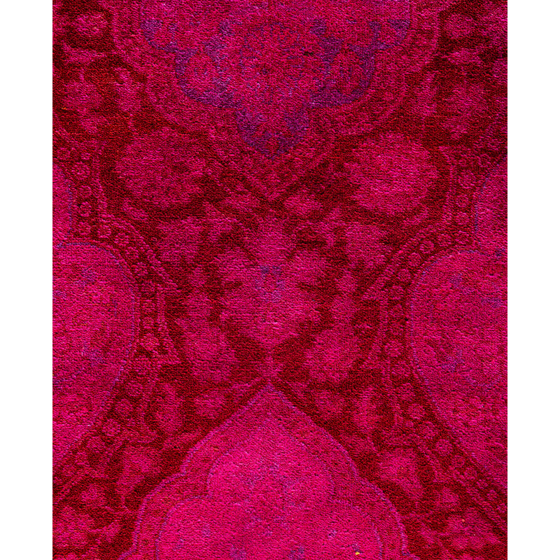 Overdyed Hand-Knotted Wool Modern-Contemporary Pink Area Rug 5' 10" x 8' 6"