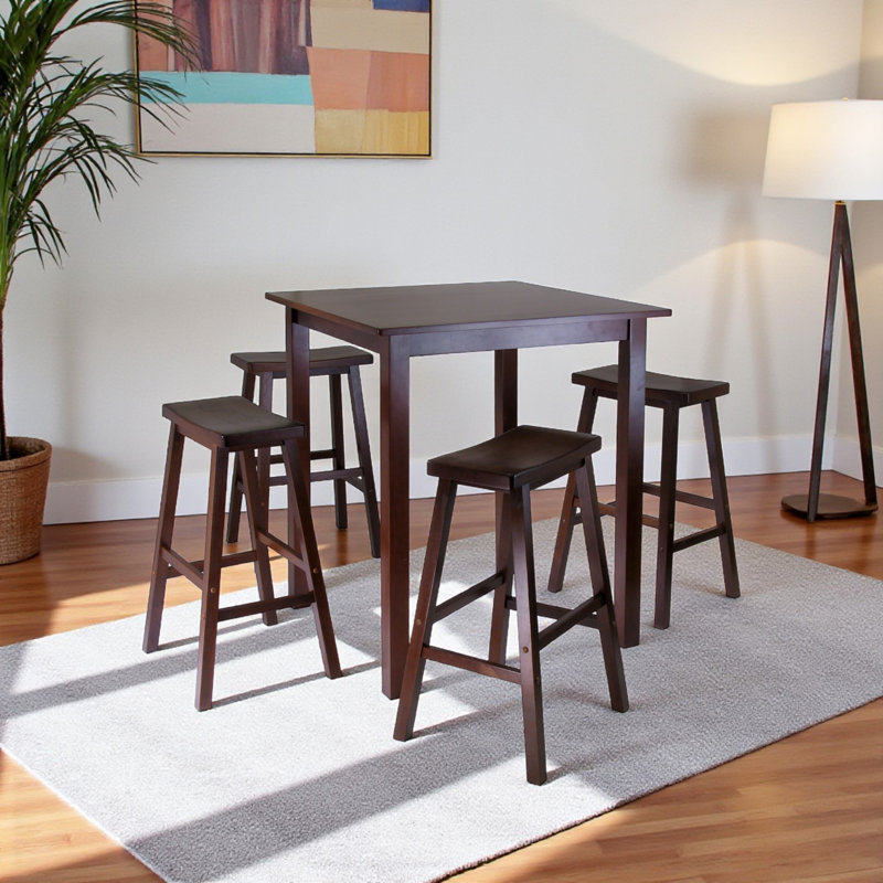 Auburn Road Walnut Solid Wood Top Four Leg Dining Set, 5