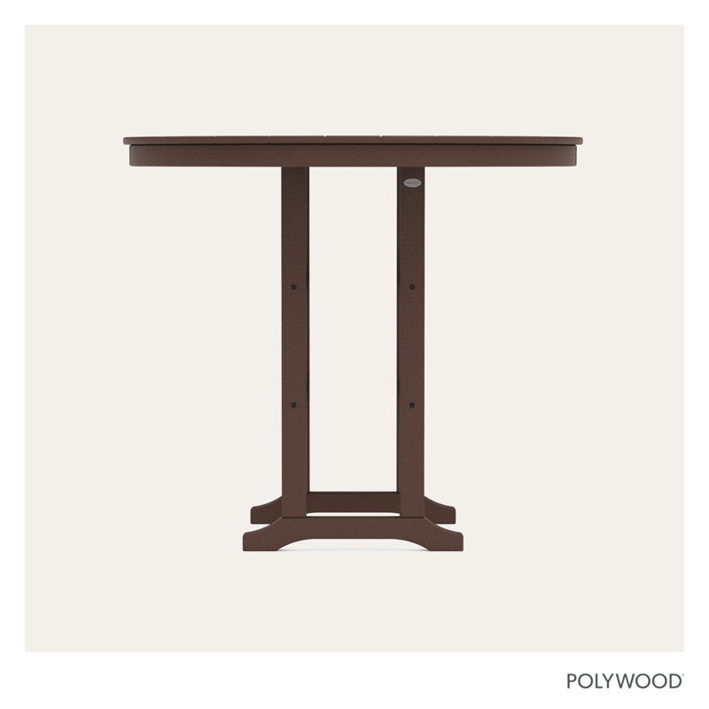POLYWOOD Round Farmhouse Bar Table, Mahogany, 48"