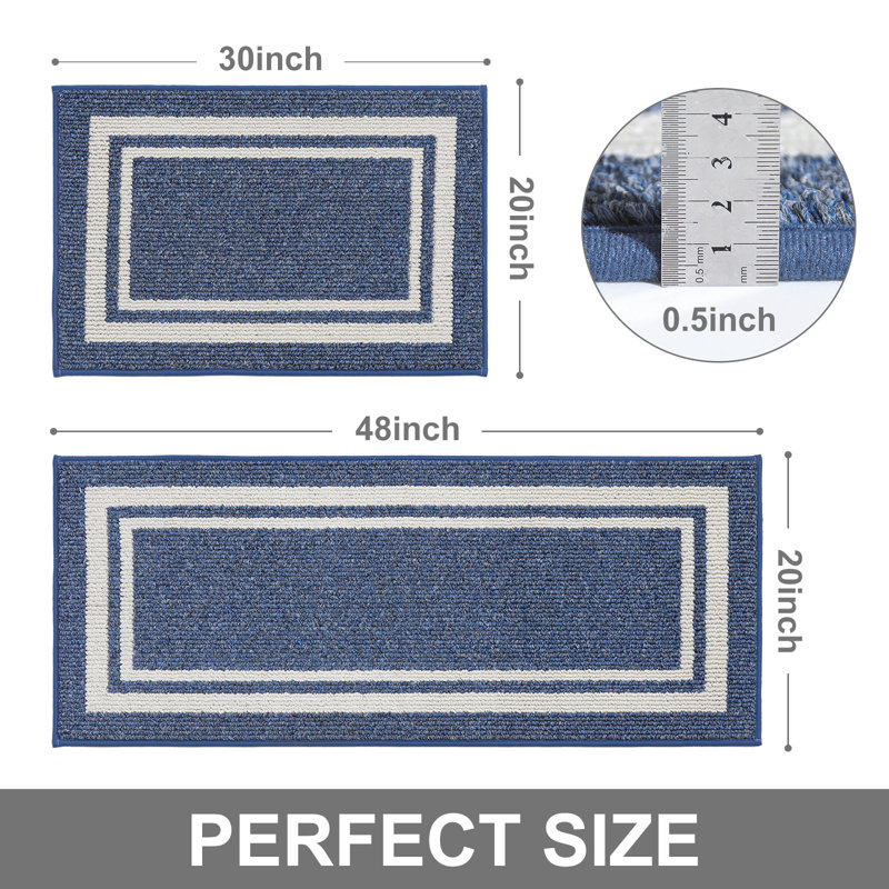 Caylon Machine-washable Anti-Fatigue Mat, Rectangle 609.6cm x 914.4cm + 50.8cm x 121.9cm, Blue
