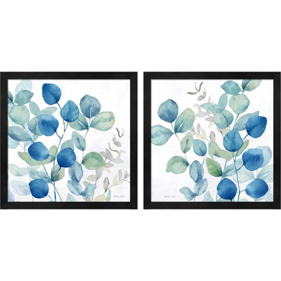 «Eucalyptus Leaves Navy» par Cynthia Coulter, art encadré (ensemble de 2)