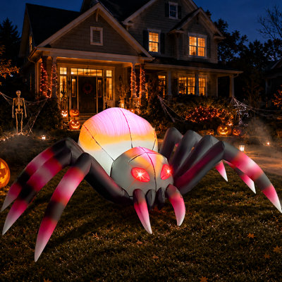  Araignée gonflable rouge-noir 6 pi avec lumières DEL intégrées Halloween