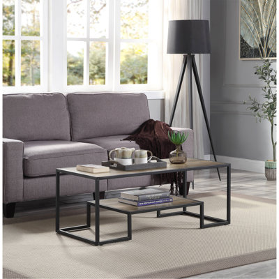 Table basse en chêne rustique et finition noire