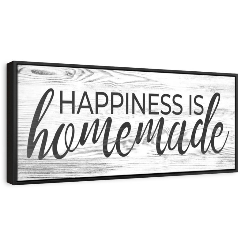 Plaque murale «Happiness Is Hommade» II, 57 po x 19 po, Cadre flottant noir