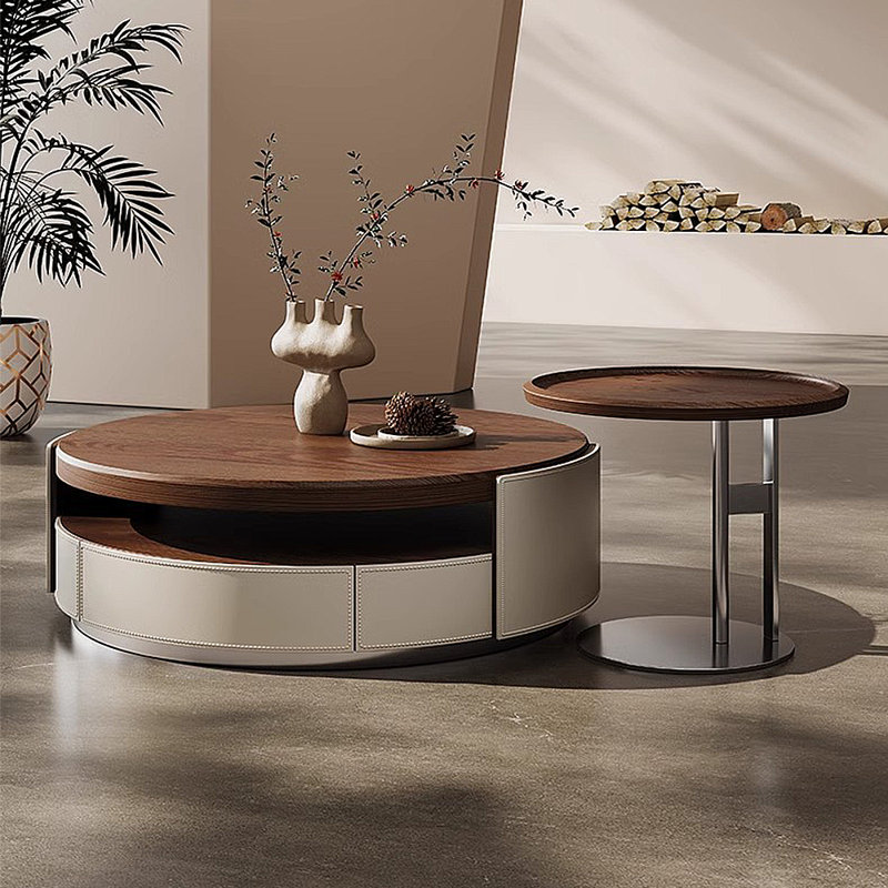 Modern minimalist storage coffee table set, 13.78" H x 35.43" L x 35.43" W