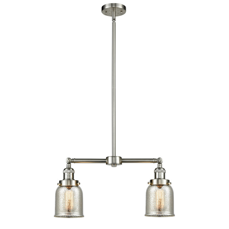 Bell - 2 Light 21" Island Light, 6 Watt Vinage LED Bulb, Silver Mercury, Brushed Satin Nickel