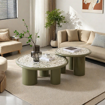 Table basse moderne avec plateau Terrazzo