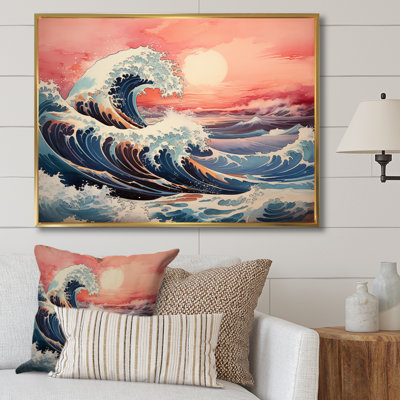 Impression sur toile, chef-d'œuvre rose «The Great Wave Of Kanagawa I»