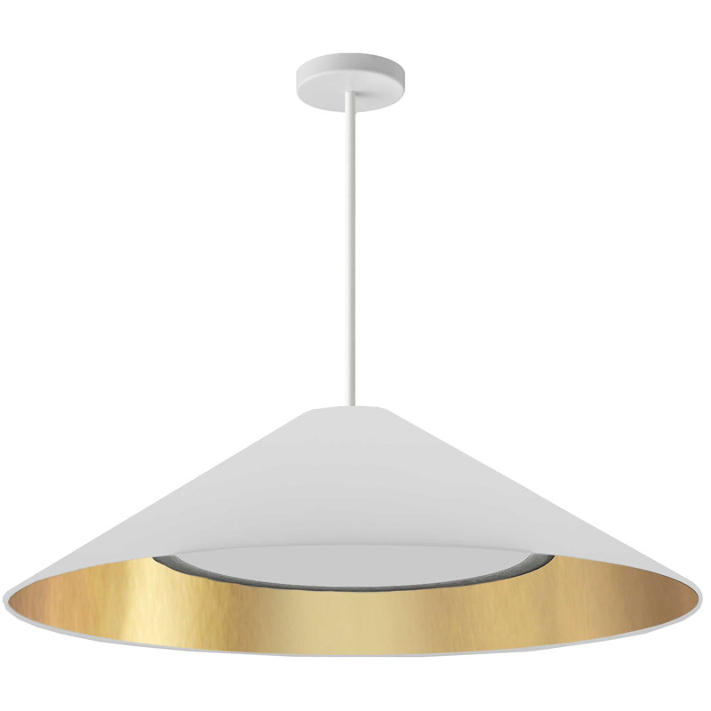 Luminaire suspendu 1 lumière Carington, Blanc mat, Blanc / argent