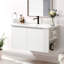 Wall-mounted Floating Bathroom Vanity With Ceramic Sink,free-handle Design,side Open Shelves