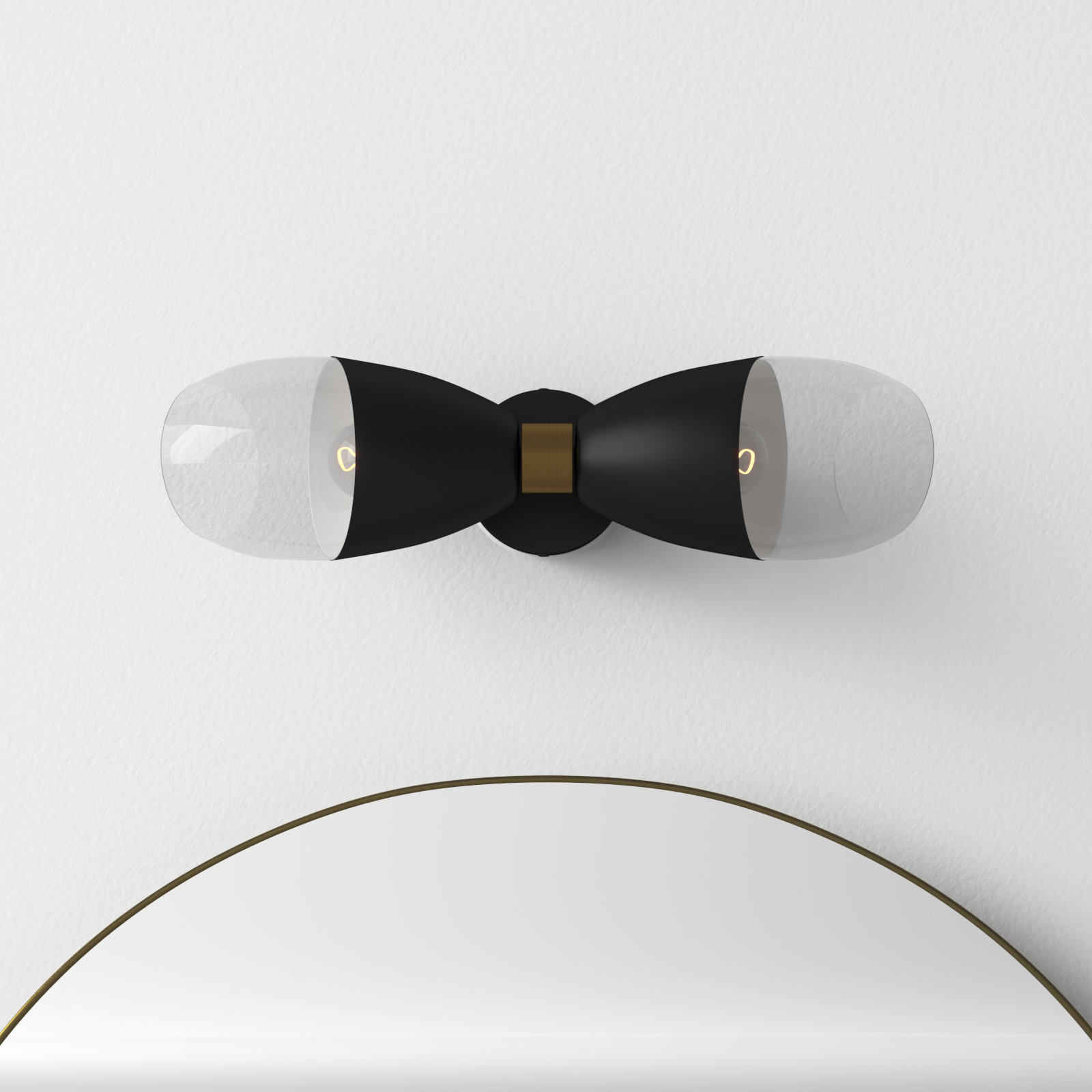 Phineas Transparent Dimmable Bath Sconce, 2, Matte Black