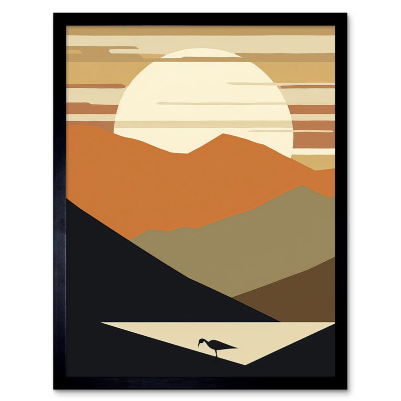 Ashunte Lakeside Mountain Sunset Boho Minimalism Landscape - Single Picture Frame Print