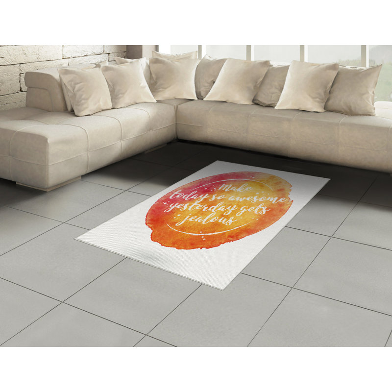 Tapis décoratif en fibres à haute densité Saying, Rectangle— 4 pi x 5 pi 8 po
