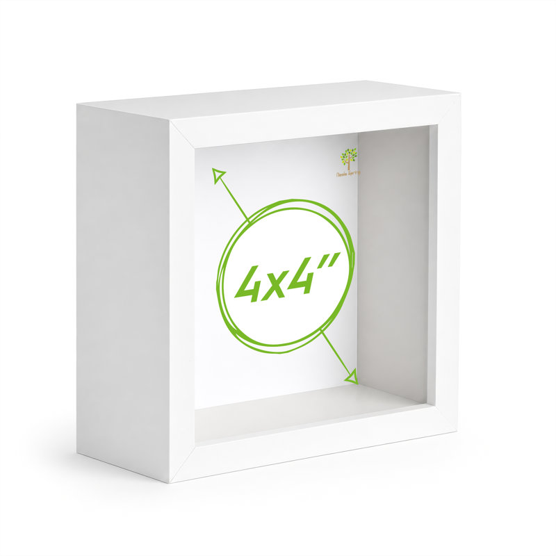 Nicola Spring - 3D Deep Box Photo Frame, White, 11cm H x 11cm W x 6cm D