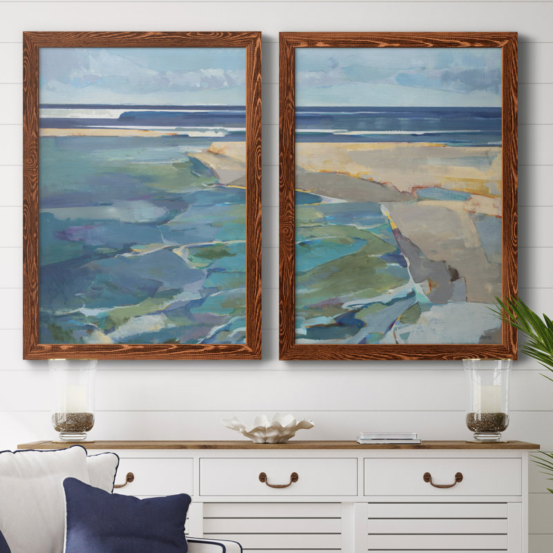 Breakwater - Ensemble de 2 reproductions d'art sur toile encadrées, Cadre en érable, H 37,5 po x l 55 po x P 1,5 po