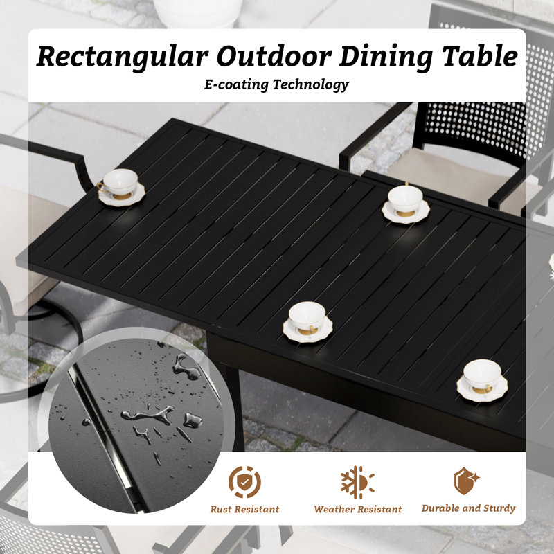Ensemble repas rectangulaire pour l'extérieur L 53,1 po pour 6 personnes
