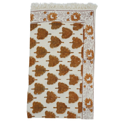 Fabdivine Discover Floral Hand Block Print Cotton Waffle Hand Towels 17X32 Unique Design & Premium Quality (Udaan,Brown)