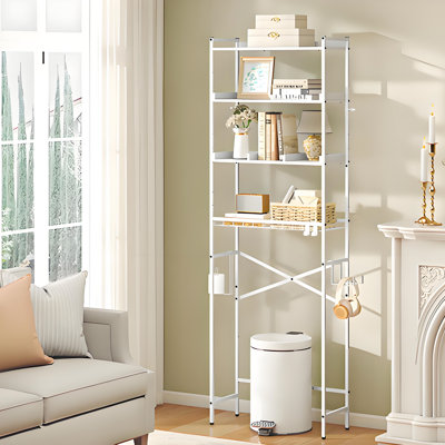 Multifunctional 4-tier Toilet Storage Rack – Sturdy Metal & Wood Vertical Organizer