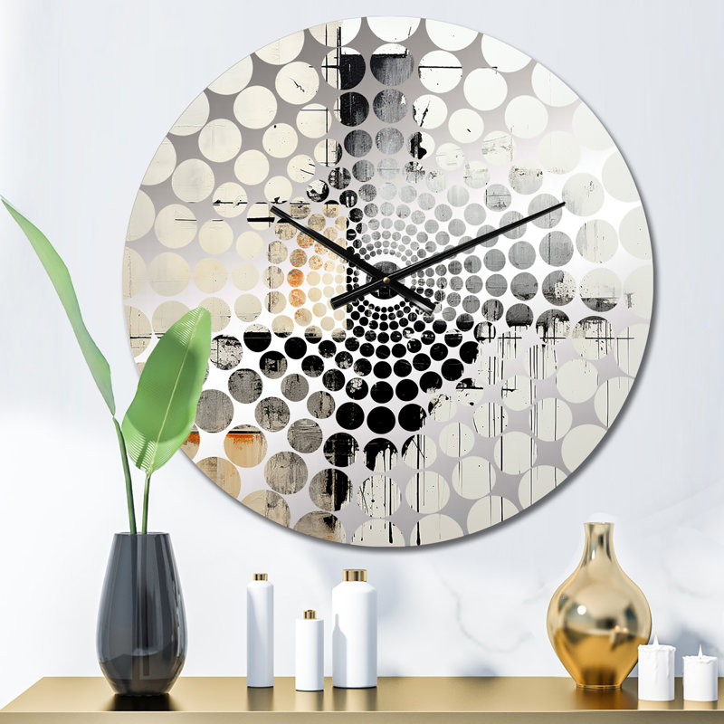 Horloge murale beige et noire Divine Simplicity - peinture abstraite, Petit