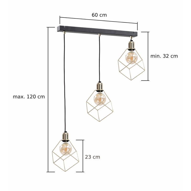 Bohannon 3 - Light Gold Geometric Pendant