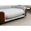 Style scandinave, animal de compagnie, lit surélevé pour chien, dossier en bois cintré, gris, velours, coussin amovible, grande taille en noyer ventilé, frais et facile à assembler