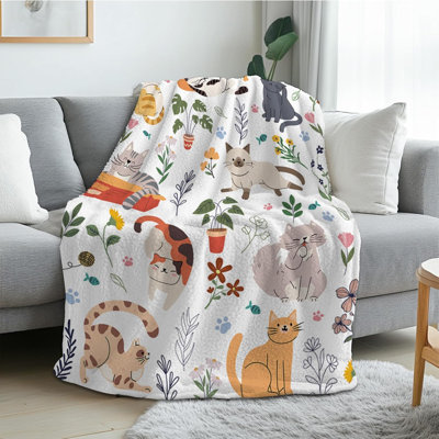 Couverture pour chat pour les amoureux des chats, jeté pour chaton idéal pour les adultes, cadeau d'amant pour chaton pour fille, cadeaux de couverture chaude et mignonne pour canapé, canapé, lit, cadeaux d'anniversaire pour l'Action de grâce de Noël 60 x 80