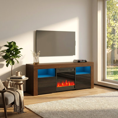Howser 17.5" Modern TV Stand with LED Lighting, Electric Fireplace, Remote Control