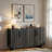 Modern Sideboard With Metal Handles And Geometric Line-455366352