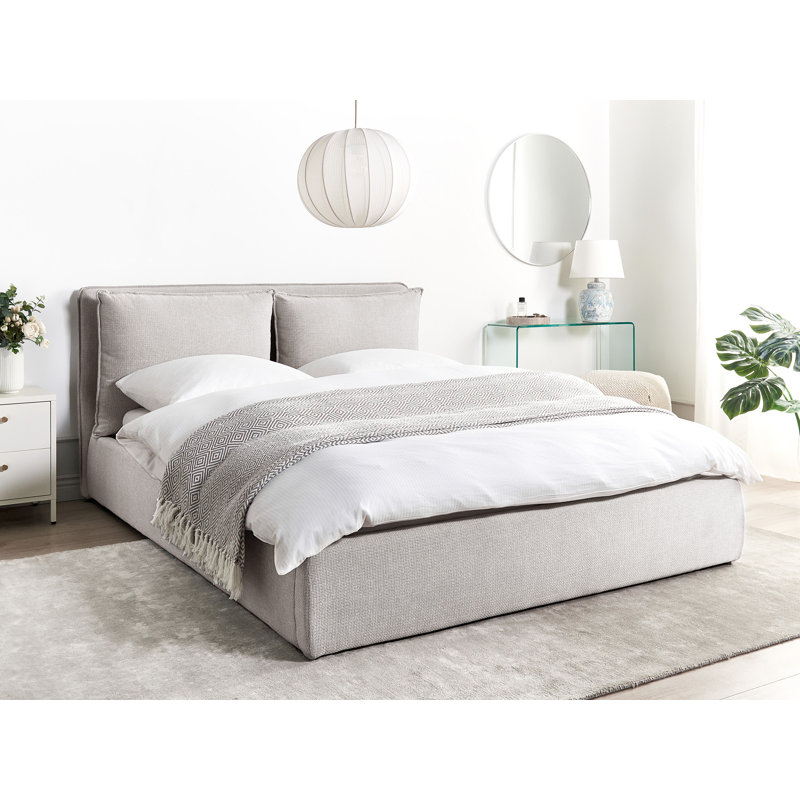 BAJONNA Upholstered Ottoman Storage Bed, Light Grey, European Kingsize (160 x 200 cm)