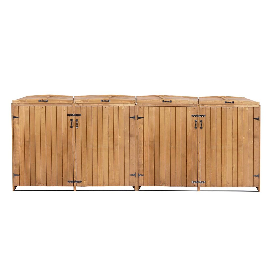 XL Mülltonnenabdeckung MCW-H74 (4 Stück/8 Stück), Mülltonnenbox, erweiterbar, 120x75x96 cm, Massivholz