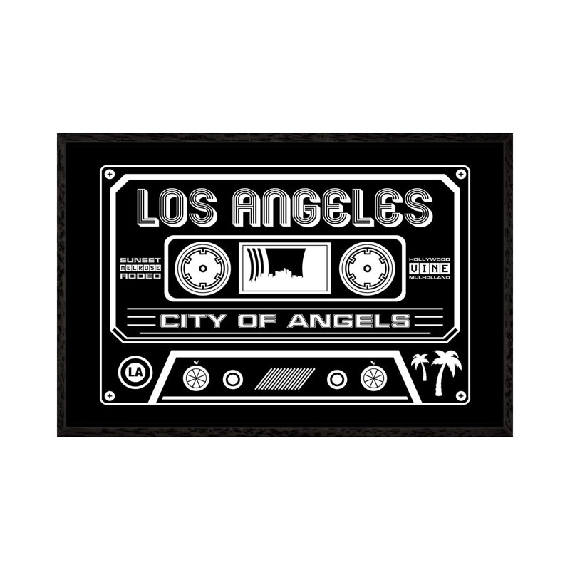 Los Angeles Cassette, Dark Background by Benton Park Prints - Print on Canvas, Black Framed, 101.6 cm H x 66.04 cm W