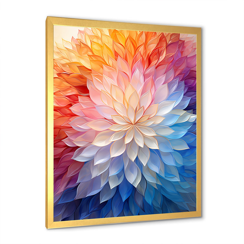 Kaléidoscope éthéré multicolore Op Art, Cadre doré simple, H 32 po x l 16 po x P 1 po