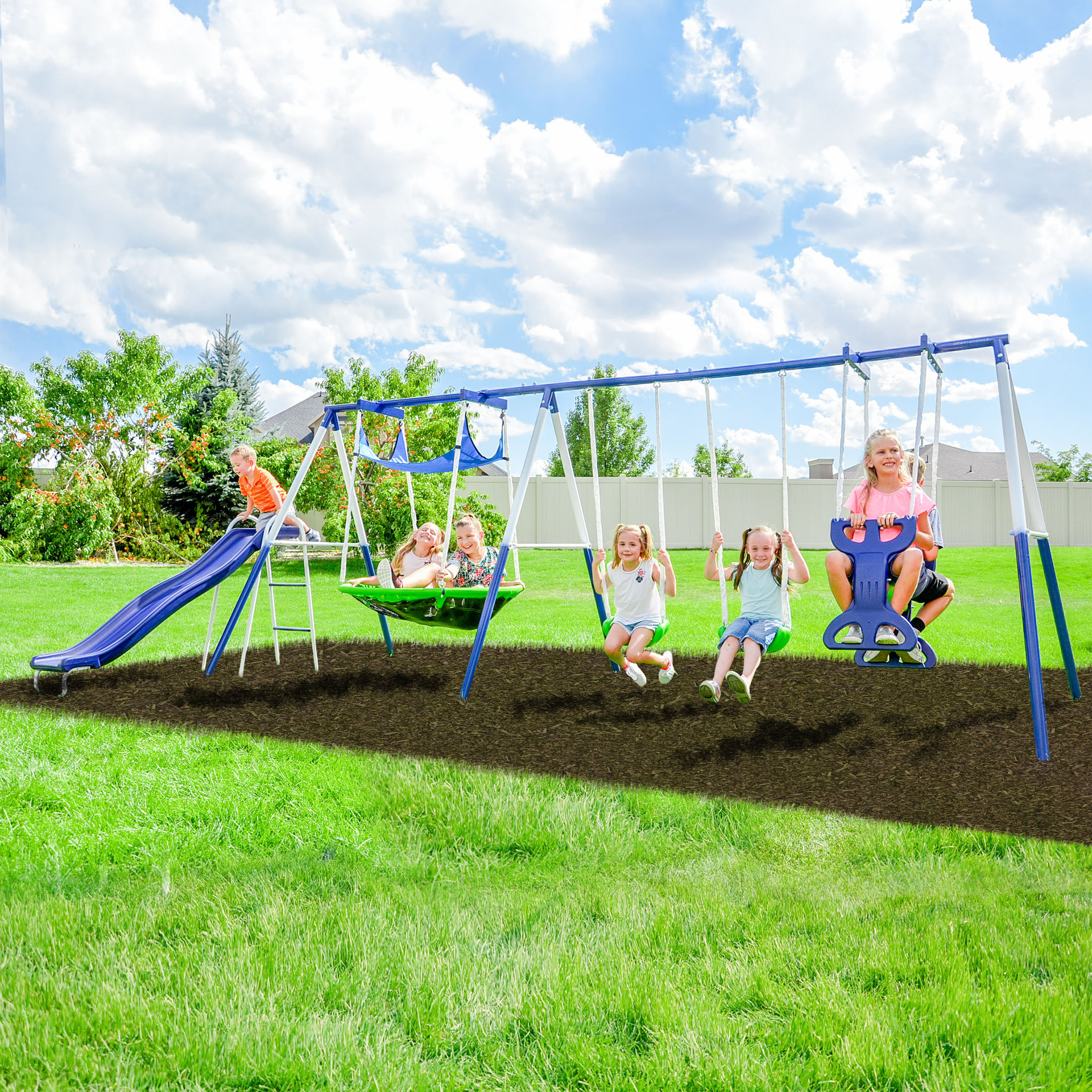 Metal Swing Outdoor Playset Wayfair Playground Wayfair Outdoor