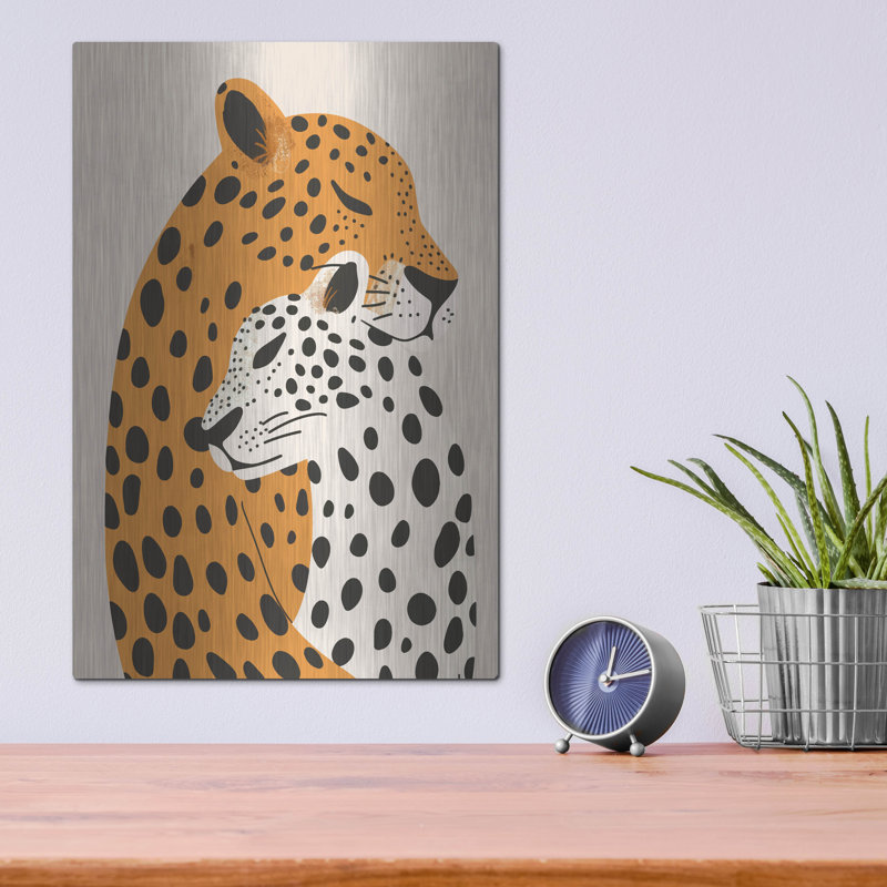 «Leopard Mom» par Andreas Magnusson, art mural en métal, H 16 po x l 12 po