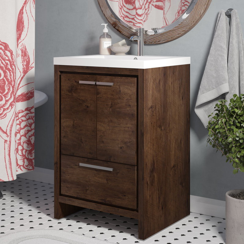 Ensemble de meuble-lavabo simple autoportant 24 po Hridhaan