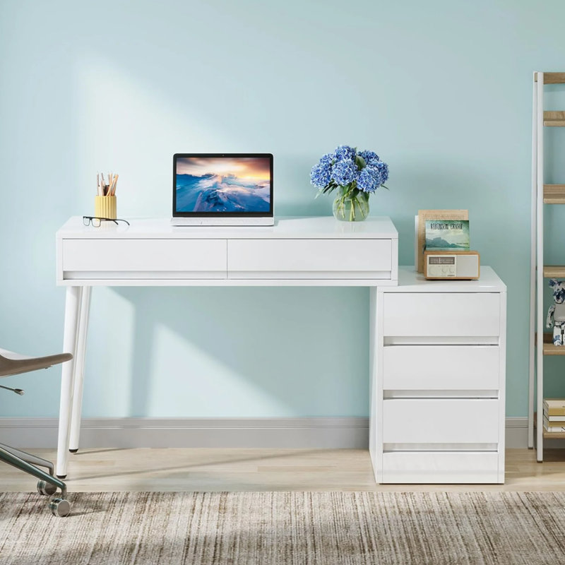 Katzir 55.12'' W Reversible Desk with Drawers