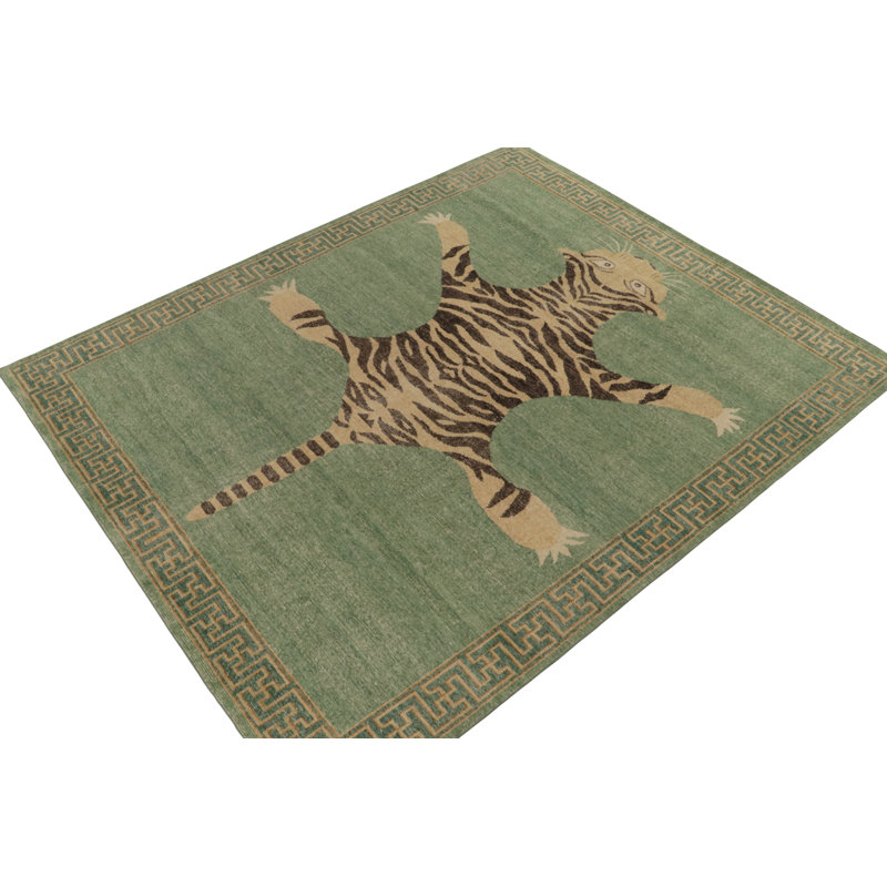 Distressed Homage Handmade Kilim Wool Animal Print Area Rug, Rectangle 5' x 8'