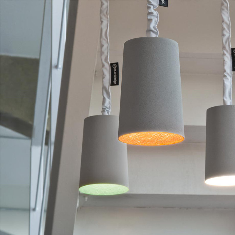 Paint 1 - Light White Bell Pendant, Grey/Turquoise
