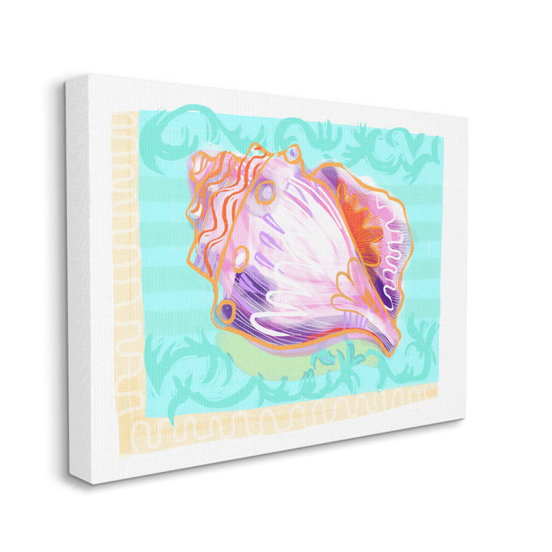 Art nautique sur toile à motif de coquillage, Toile tendue, H 16 po x l 20 po x P 1,5 po